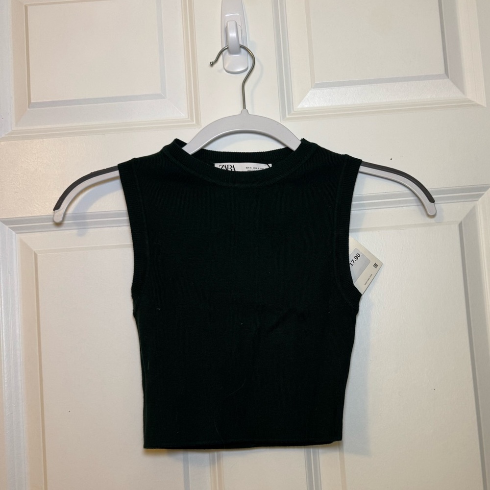 Zara Forest Green Sleeveless Crop Top